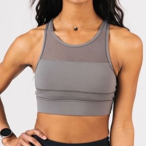 LIKE NEW Zyia Active All Star Grey Sports Bra One More Rep Zipper Back Size L